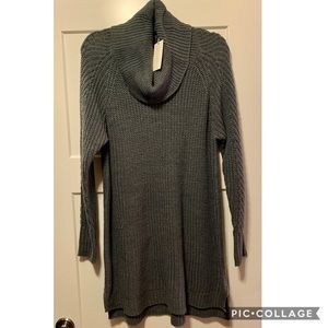 Gray Long Turtleneck Sweater